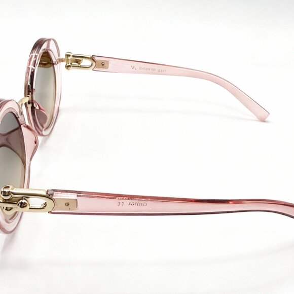 NEW JETSET Iconic Glam Trendy Designer Polarized Round Sunglasses - Rose & Gold - Picture 4 of 5